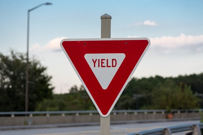 Yield Sign on Bridge