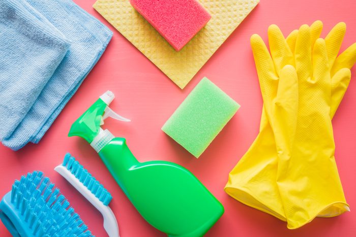 Cleaning set for different surfaces in kitchen, bathroom and other rooms