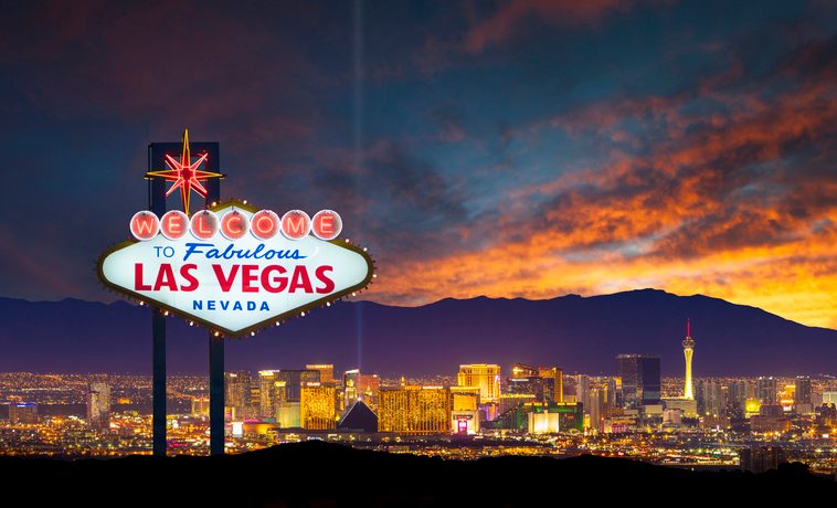 A photo of the world famous Las Vegas city skyline