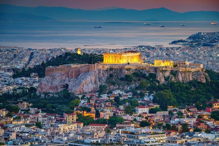 Sunset view of Athens, Greece