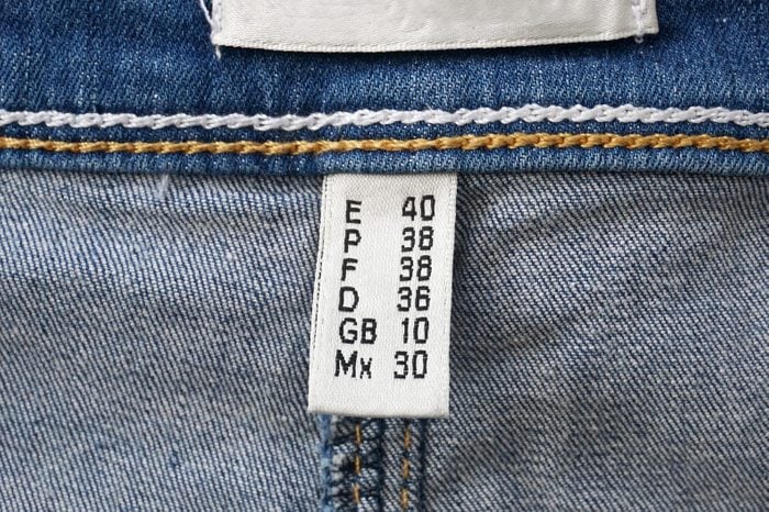 size label on jeans
