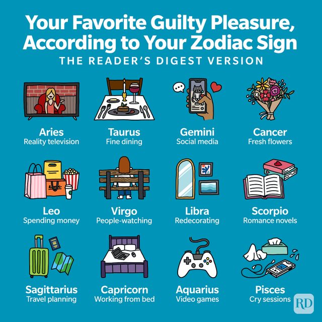 Your Favorite Guilty Pleasure According To Your Zodiac Sign Infographic