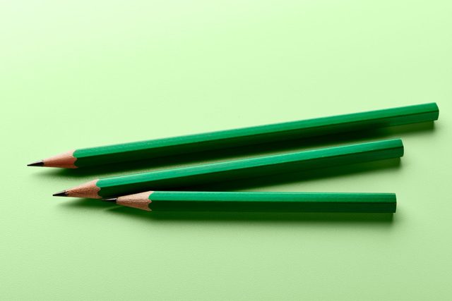 green pencils on green background