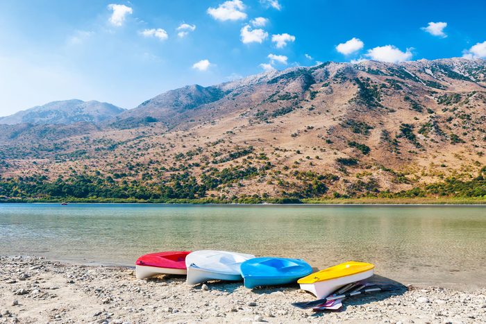 Kayaks on the shore in Crete