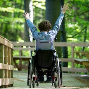 Wheelchair Bound Boy  Enjoying A Purpose Built Wheelchair Walkway