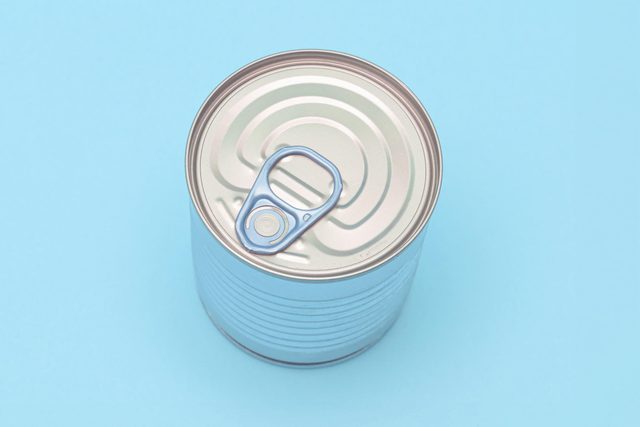 soup can on a blue background