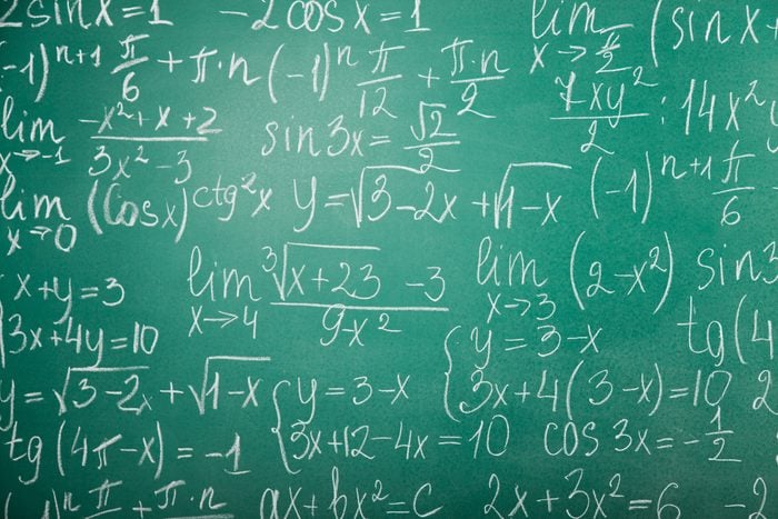 Close up of math formulas on a chalkboard