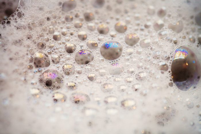 close up of bubble bath suds and foam