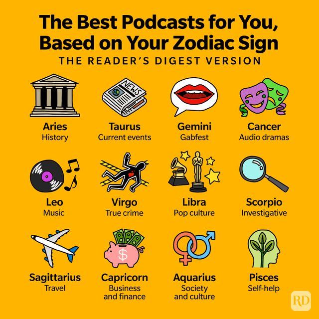 The Best Podcasts For You Based On Your Zodiac Sign Infographic
