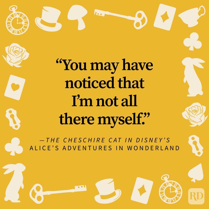 Funny Alice In Wonderland Quote on a yellow background