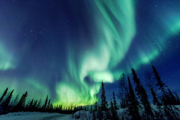 Aurora Borealis Northern Lights Close To Yellowknife In The Northwest Territories In Canada
