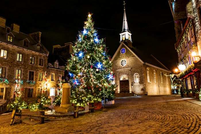 Petit Champlain at Lower Old Town at night on christmas event