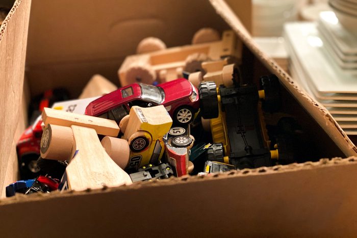 box of assortment of toys