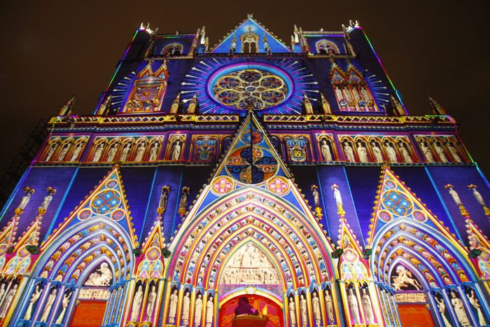 Lyon Cathedral decoration for the Light Festival