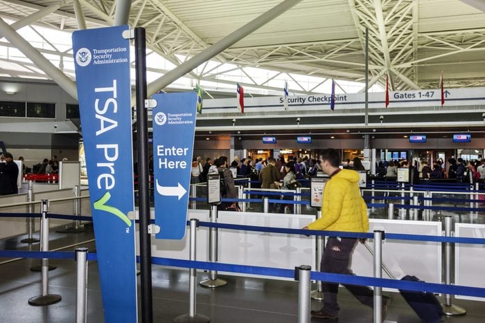 TSA Pre Check, security checkpoint at John F. Kennedy International Airport.
