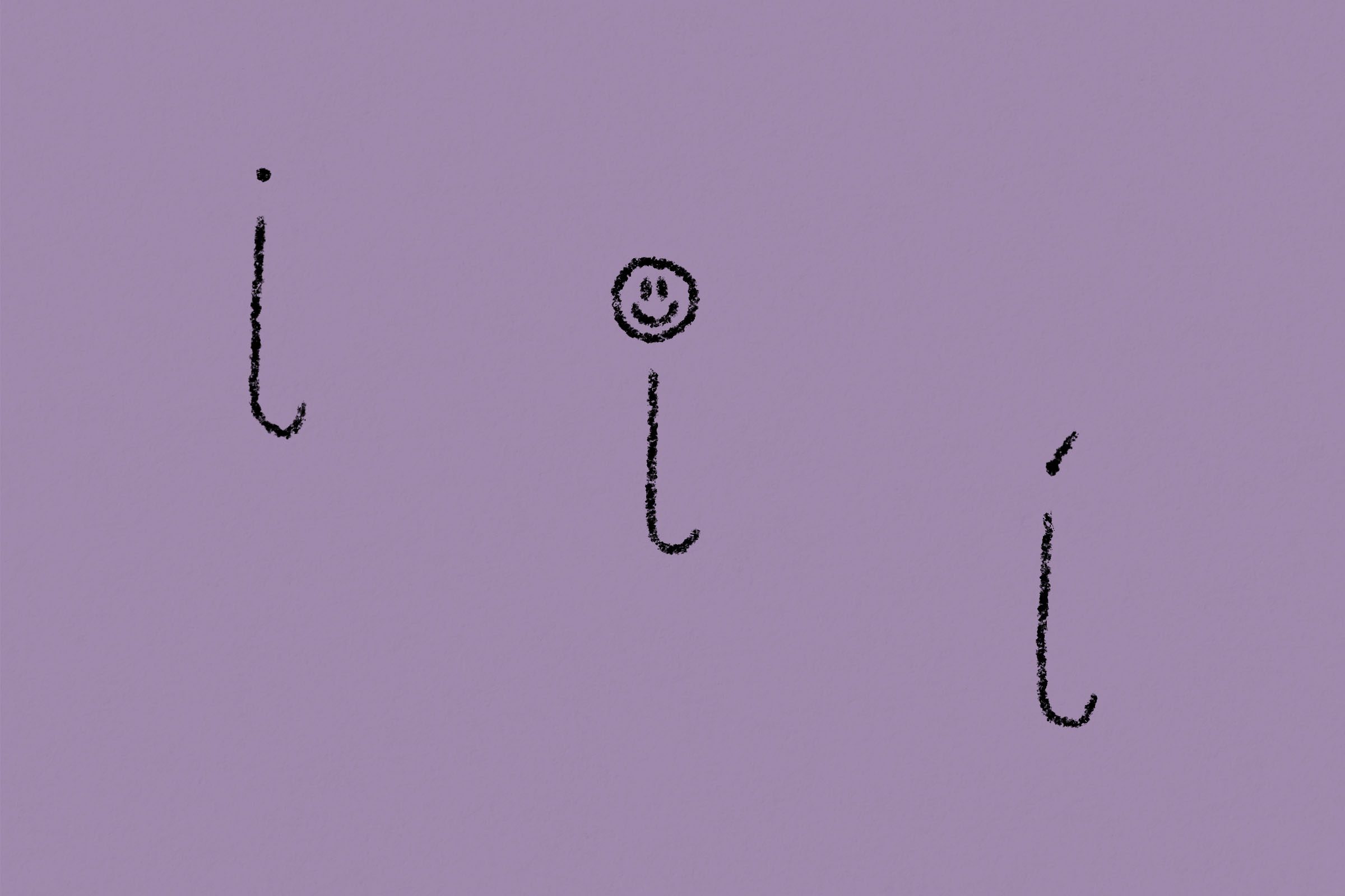 Handwriting showing different ways to dot an "i"