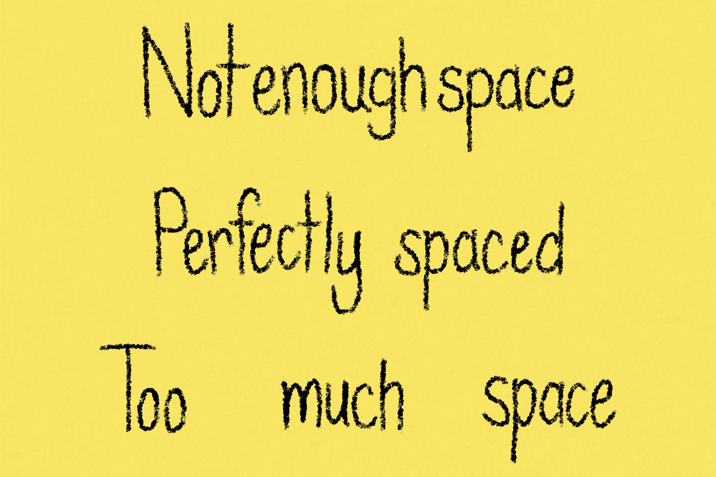 Handwriting showing space between words