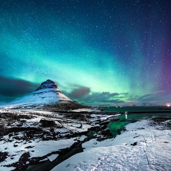 Northern Lights In Mount Kirkjufell Iceland