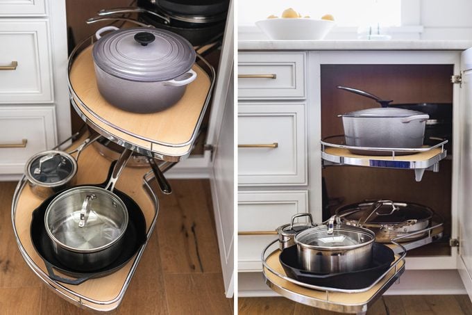 pull out pot and pan storage in kitchen