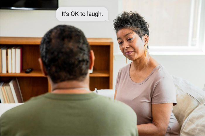 Things To Say To Someone Who Is Grieving with quote "It's OK to laugh"