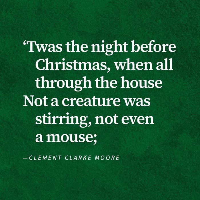 Except from poem "A Visit From St. Nicholas" By Clement Clarke Moore on a green watercolour background