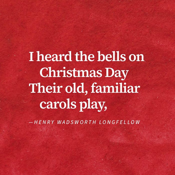Except from poem "Christmas Bells" By Henry Wadsworth Longfellow on a red watercolour background