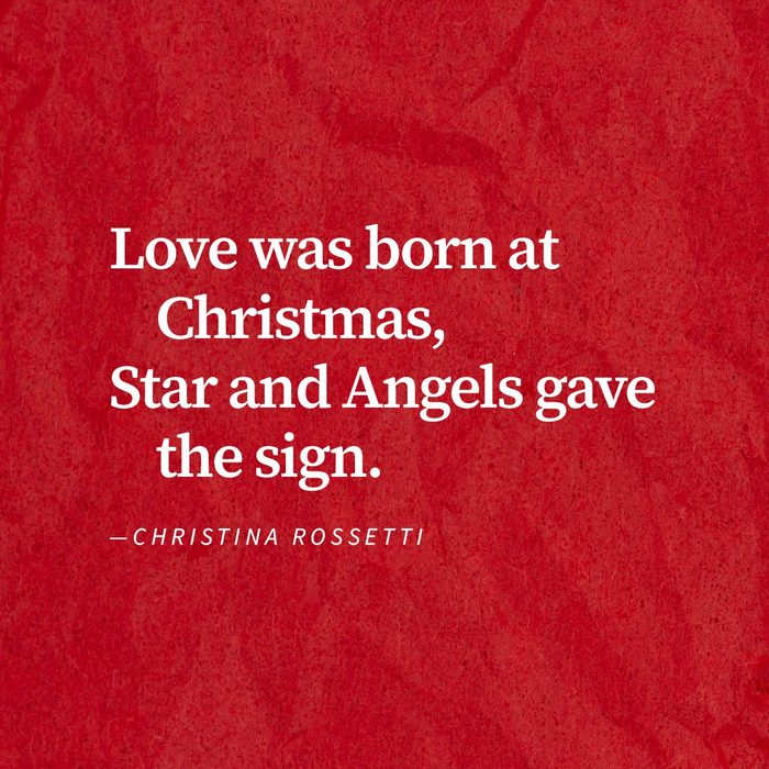 Except from poem "Love Came Down At Christmas" By Christina Rossetti on a red watercolour background