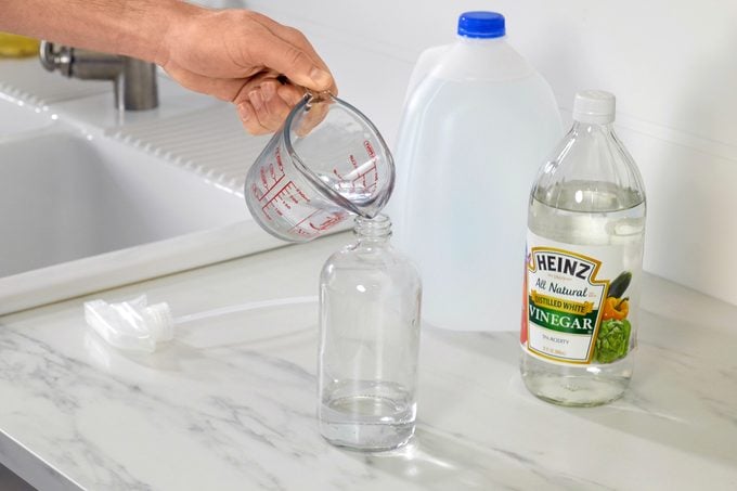 mixing vinegar and water in a spray bottle