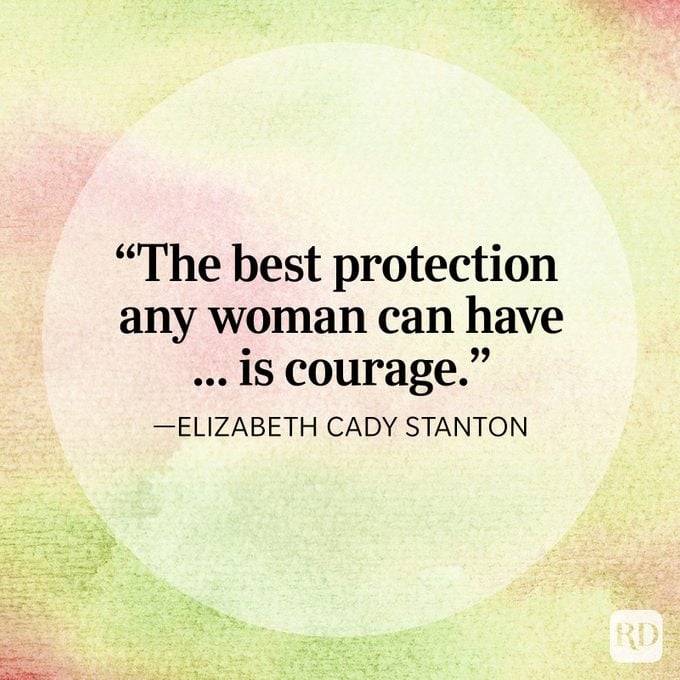 Elizabeth Cady Stanton Courage Quote text on watercolor background
