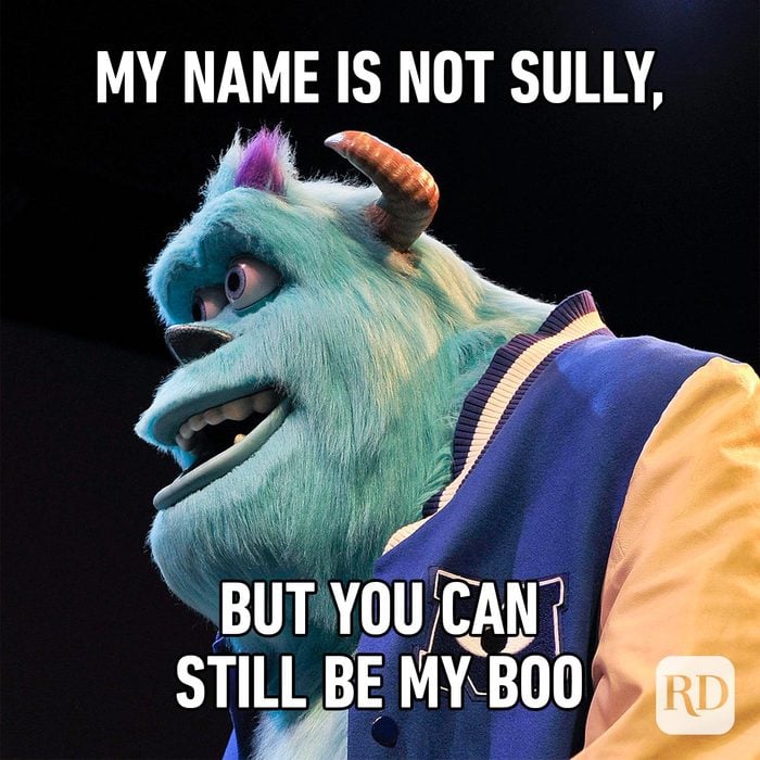 Funny Valentines Day Memes Everyone Can Relate To animation of Sully with meme copy "My name is not Sully, but you can still be my boo"