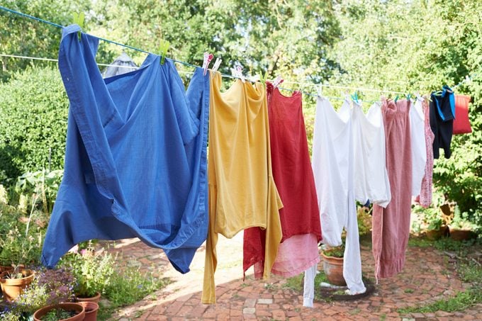Clothing hanging on the washing line