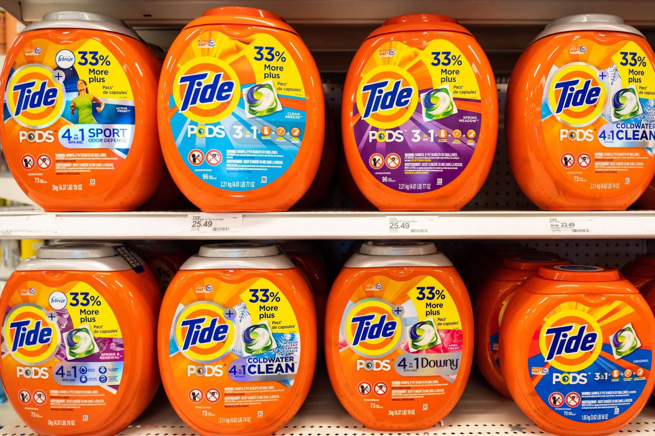Tide laundry detergents seen in a Target superstore...