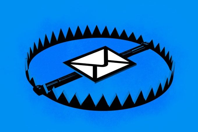 email icon in a trap on a blue background
