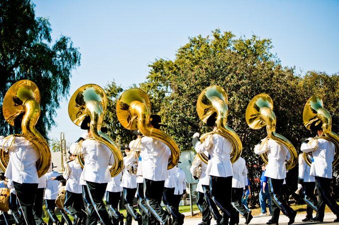 high school marching band (tubas)