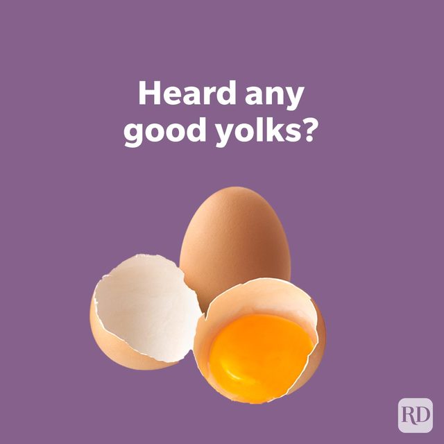 Egg Stra Funny Easter Puns To Break Out This Year "Heard any good yolk?" with egg yolk image
