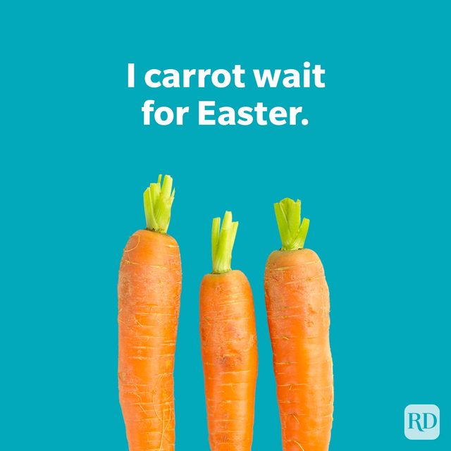 Egg Stra Funny Easter Puns To Break Out This Year "I carrot wait for easter" with carrot image.