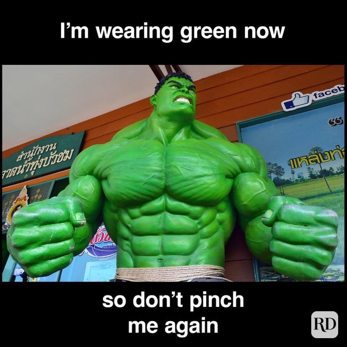 St. Patrick’s Day Meme of angry hulk.
