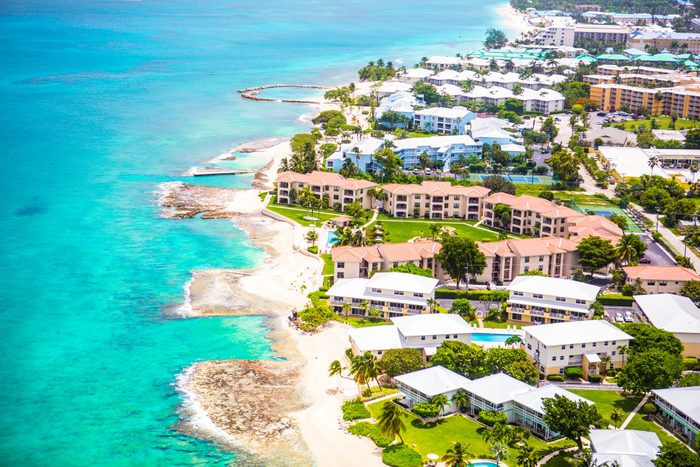 Aerial View Of Coastline Of Grand Cayman Cayman Islands