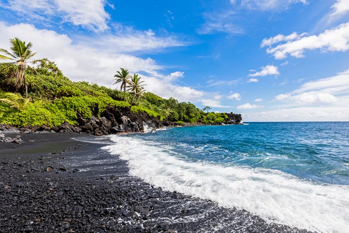 Black Sand Beach Waianapanapa State Park Maui Hawaii USA