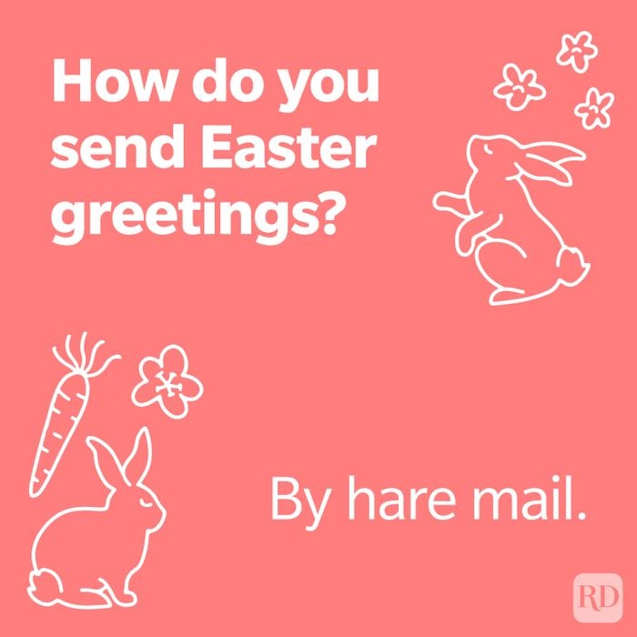 Easter riddle on a coral background