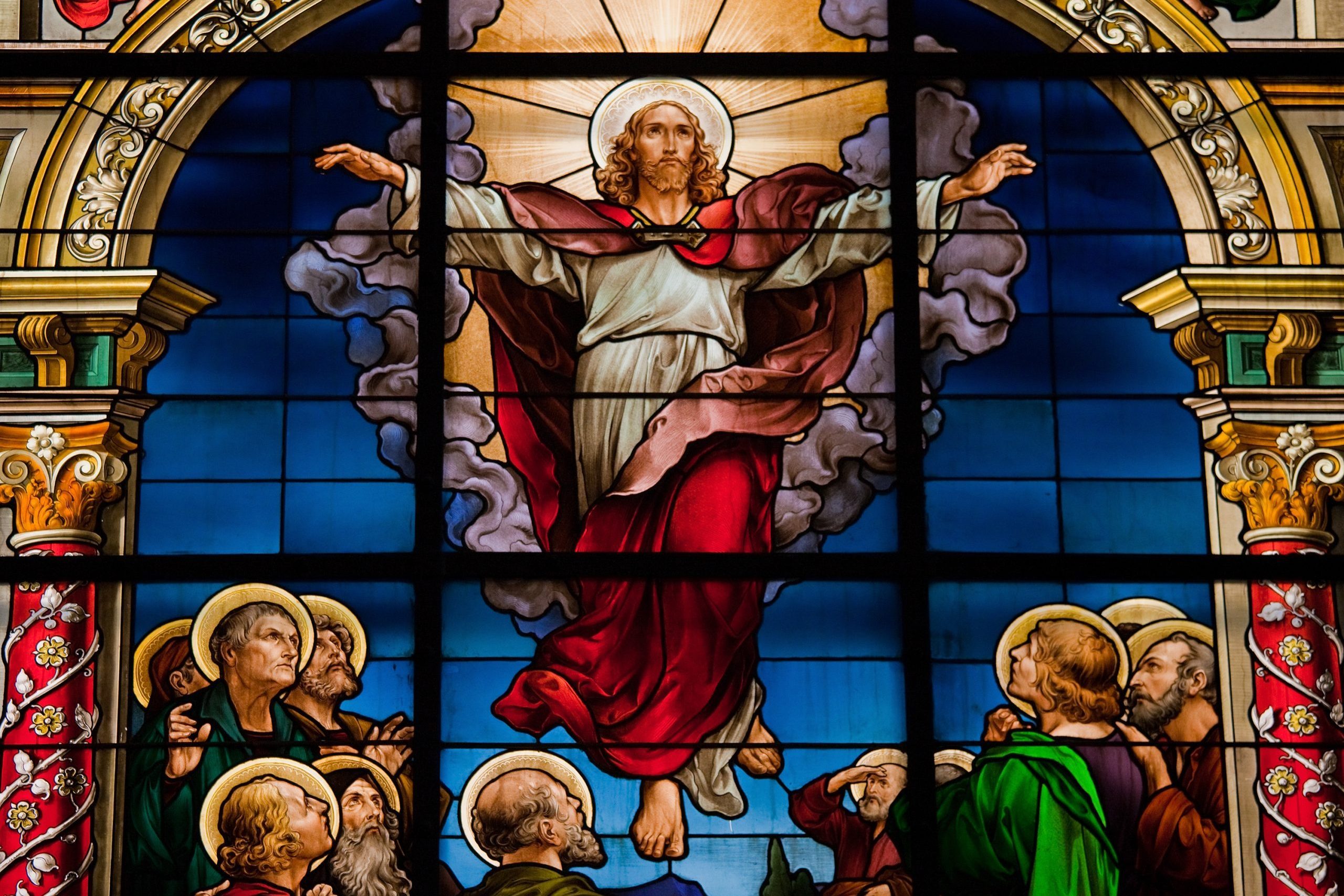 stained glass with the Resurrection of Jesus Christ