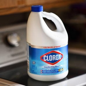 clorox bleach jug on washing machine