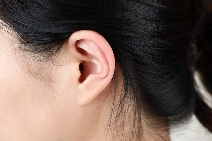 side view of woman's ear