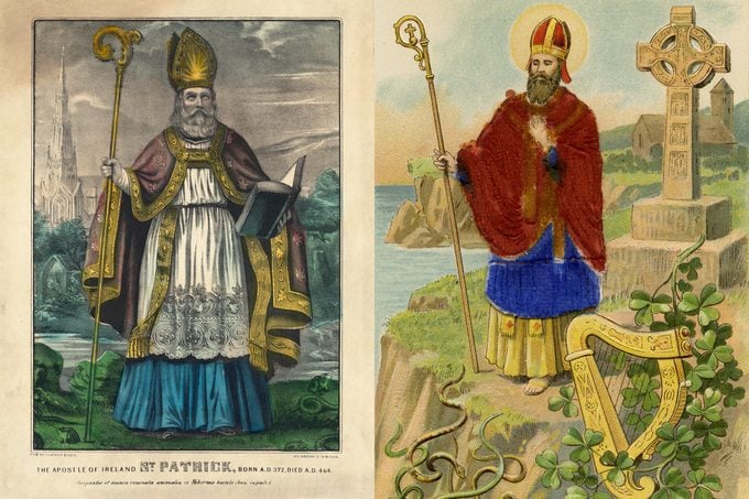 saint patrcik illustrations wearing blue