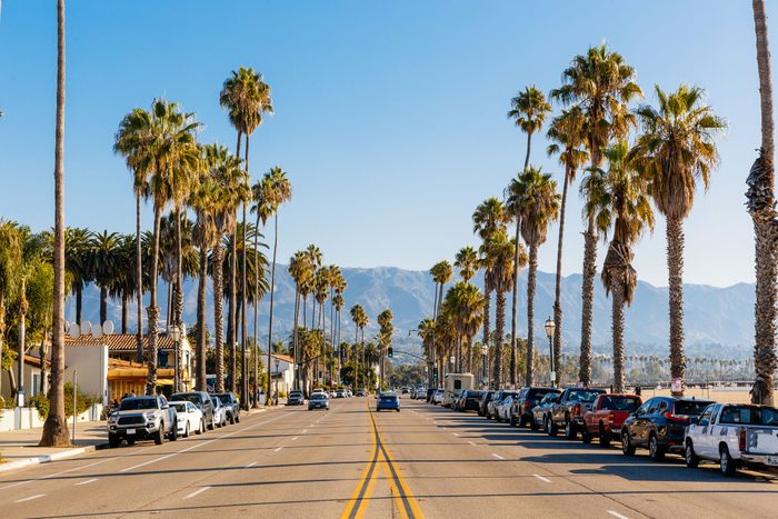 Highway Along The Beach In Santa Barbara California USA
