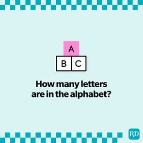 How Many Letters In The Alphabet Try To Solve The Viral Riddle with illustrations of A B C alphabet blocks.