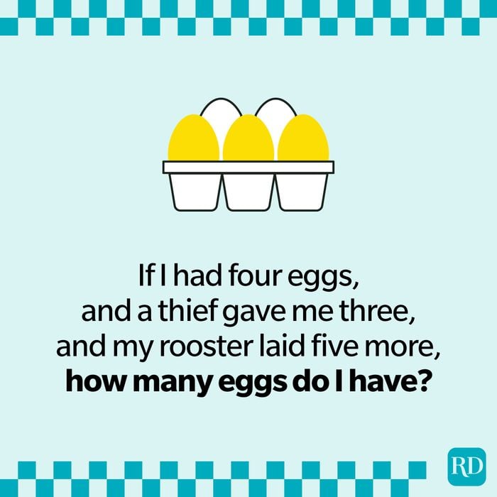 "If I had 4 eggs" viral riddle with eggs above it