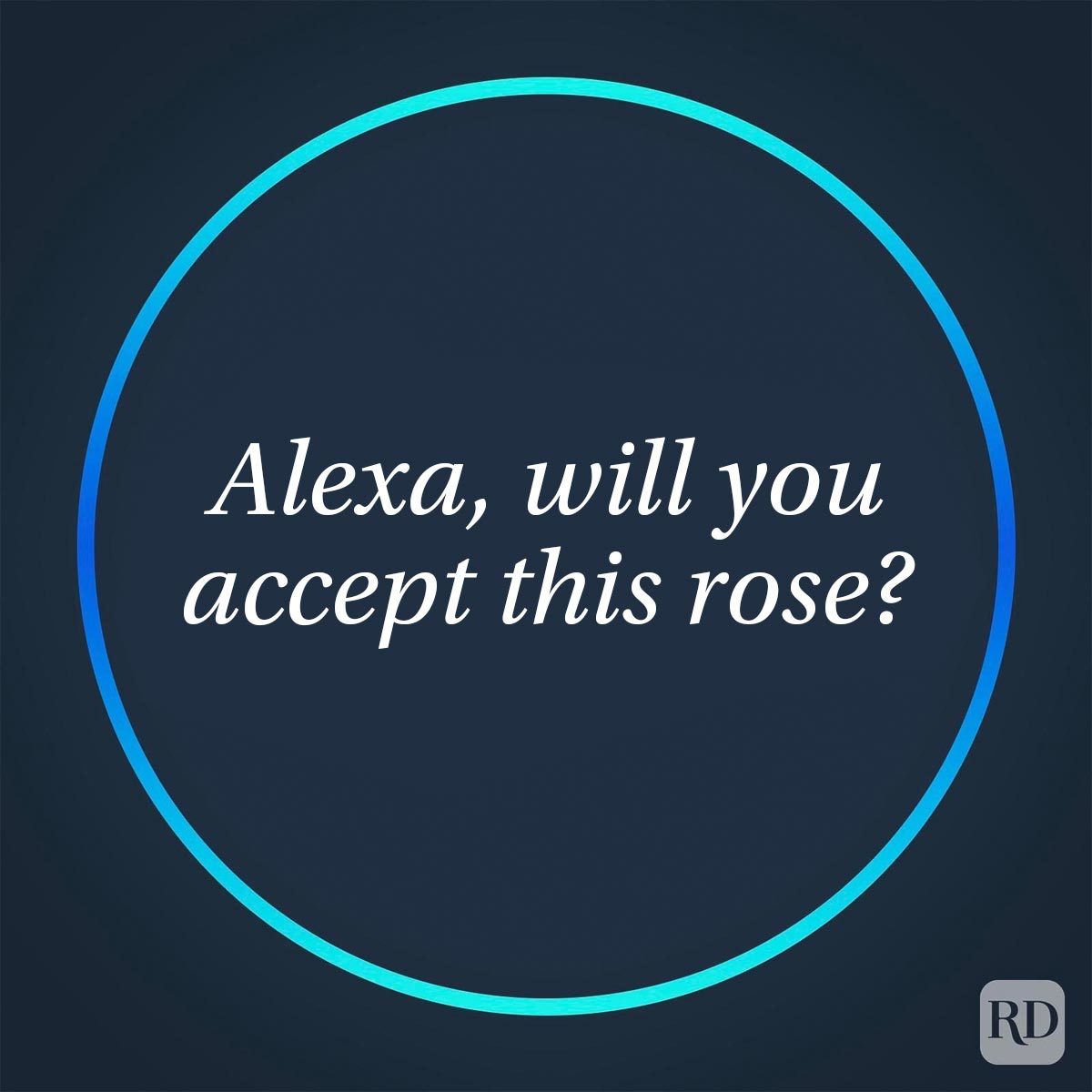 Funny Things To Ask Alexa For A Good Laugh glowing circle with an Alexa question in center