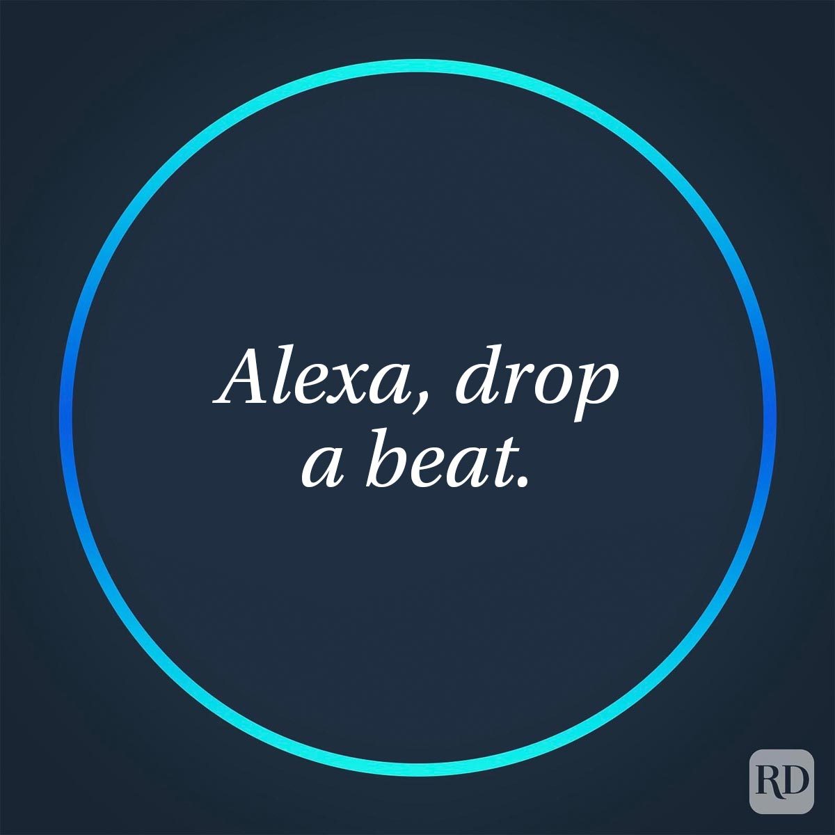 Funny Things To Ask Alexa For A Good Laugh glowing circle with an Alexa question in center