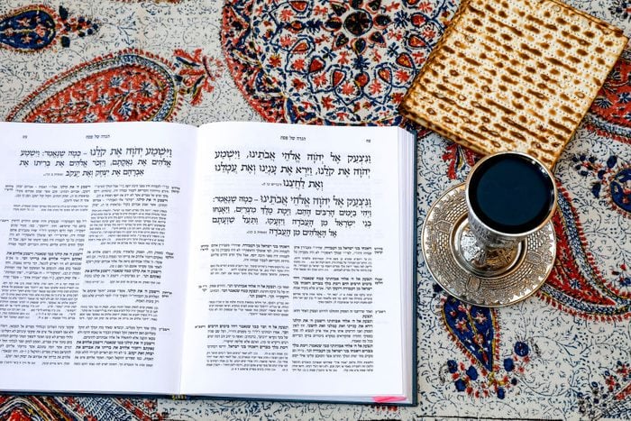 Passover Seder Haggadah in a Jerusalem jewish home